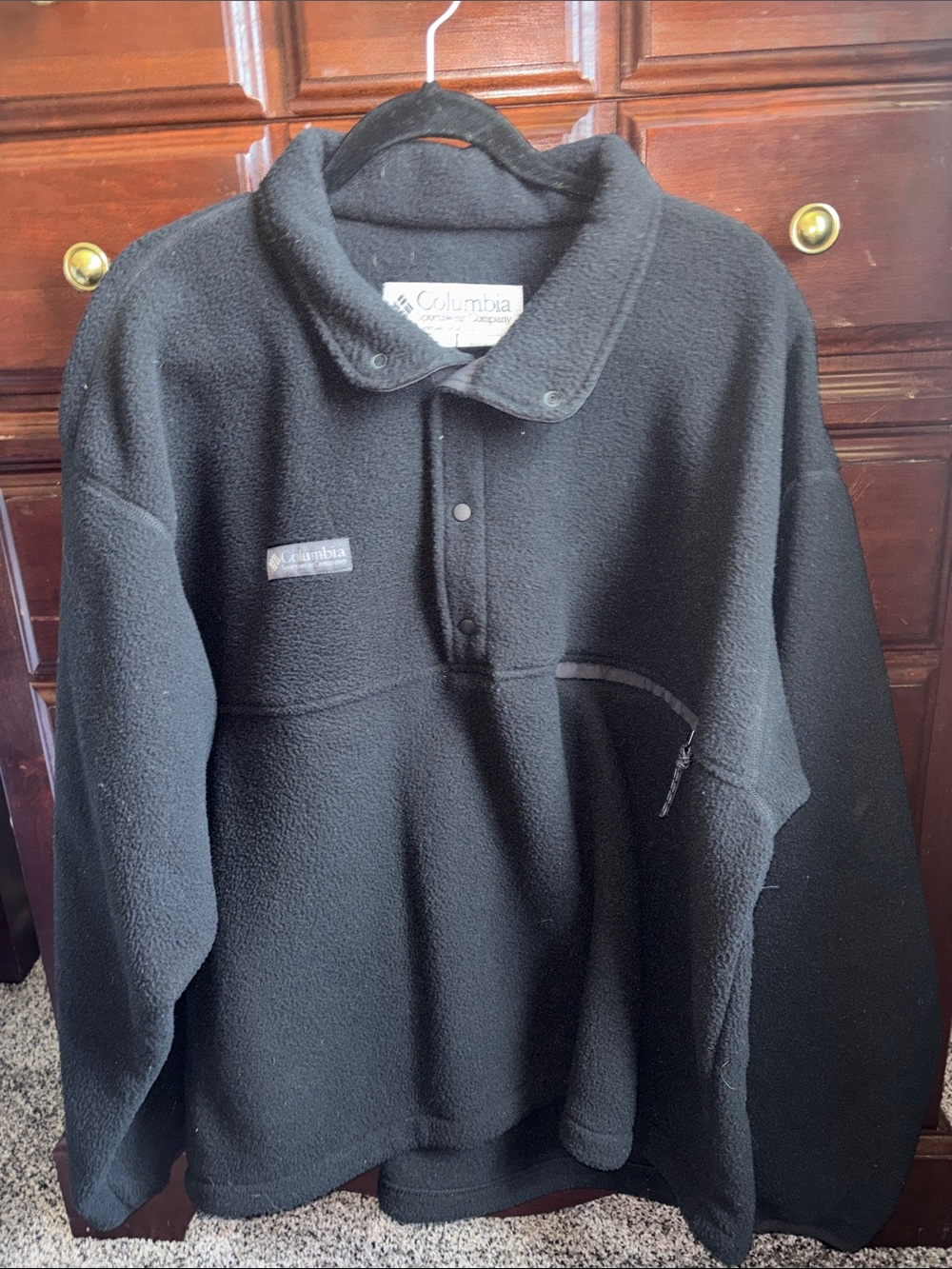 Columbia Black Snap-Placket Fleece Pullover
